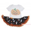 Halloween White Baby Bodysuit Ghost Pumpkin Pettiskirt & Sparkle Rhinestone Orange Pumpkin Print JS4700